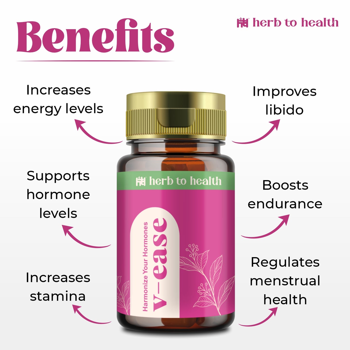 Herb to Health V-Ease for Menstrual Health & Endurance, 60 Capsules